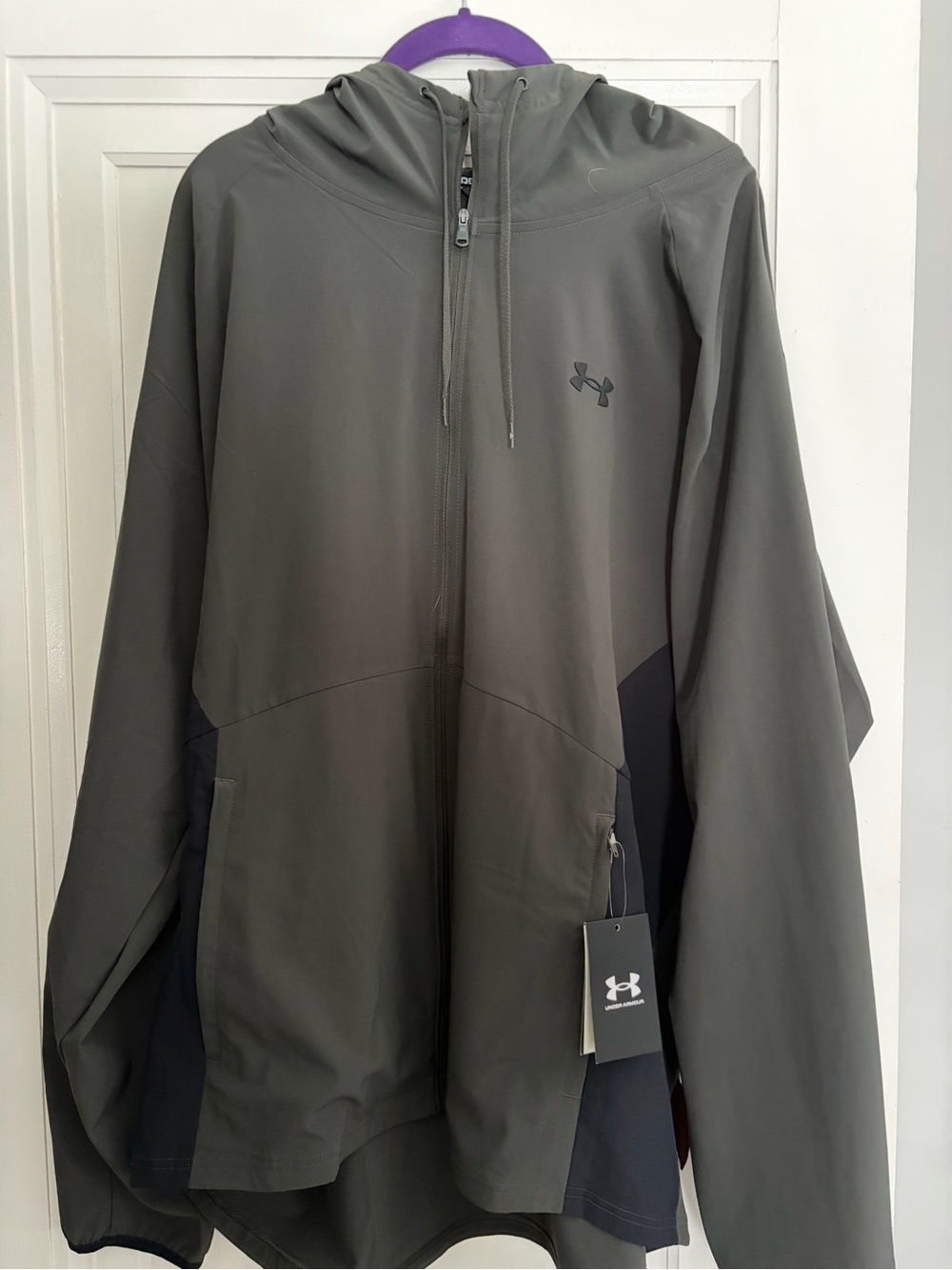 Under Armour Men's Hooded Performance Jacket - Olive Green with Black Panels